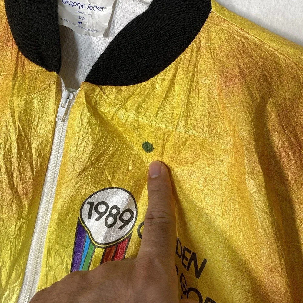 Vtg‎ 1989 Garden of the Gods 10 Mile Run Tyvek Jacket M 80s Neon Retro Running M